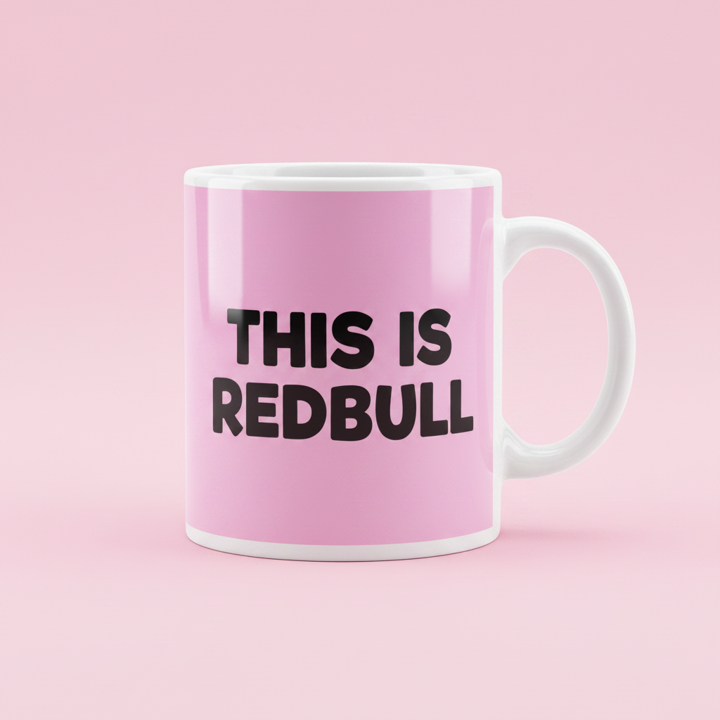 This Is Redbull Mug - plain pink background