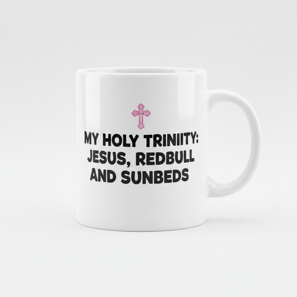 My Holy Trinity: Jesus, Redbull and Sunbeds Mug