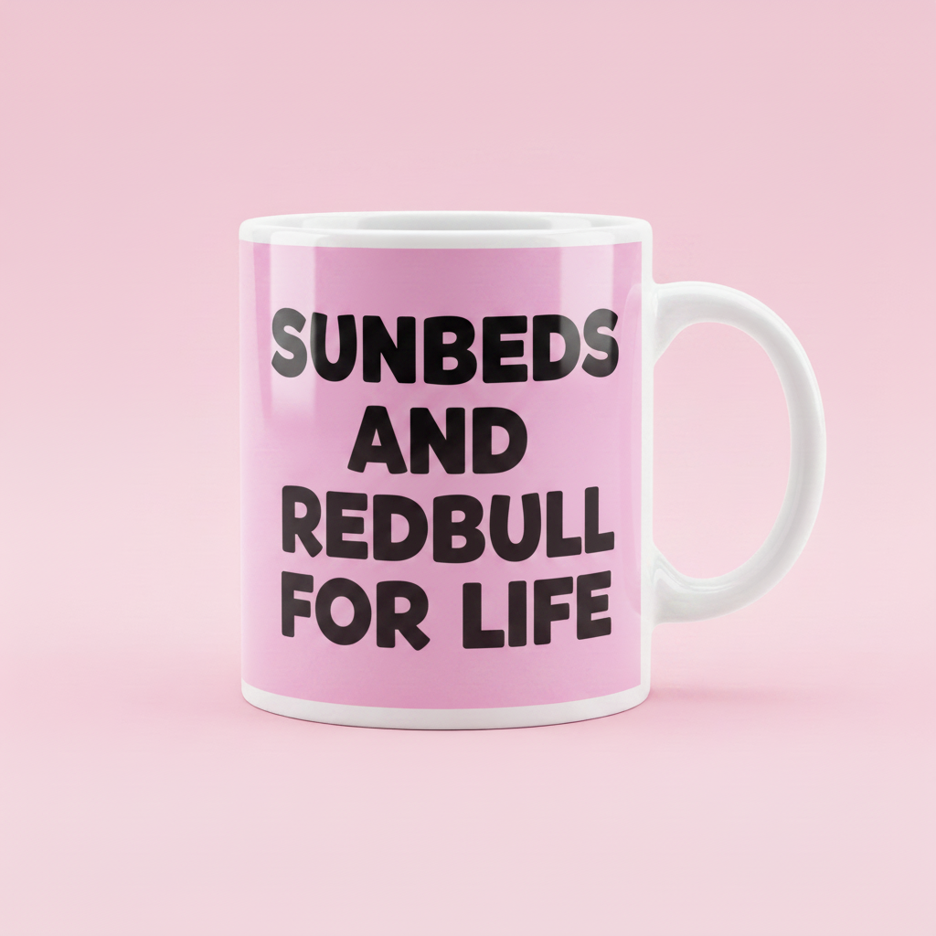 Sunbeds and Redbull for Life Mug